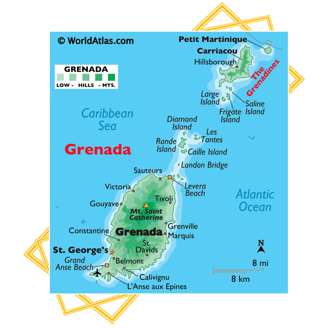 grenada map with design